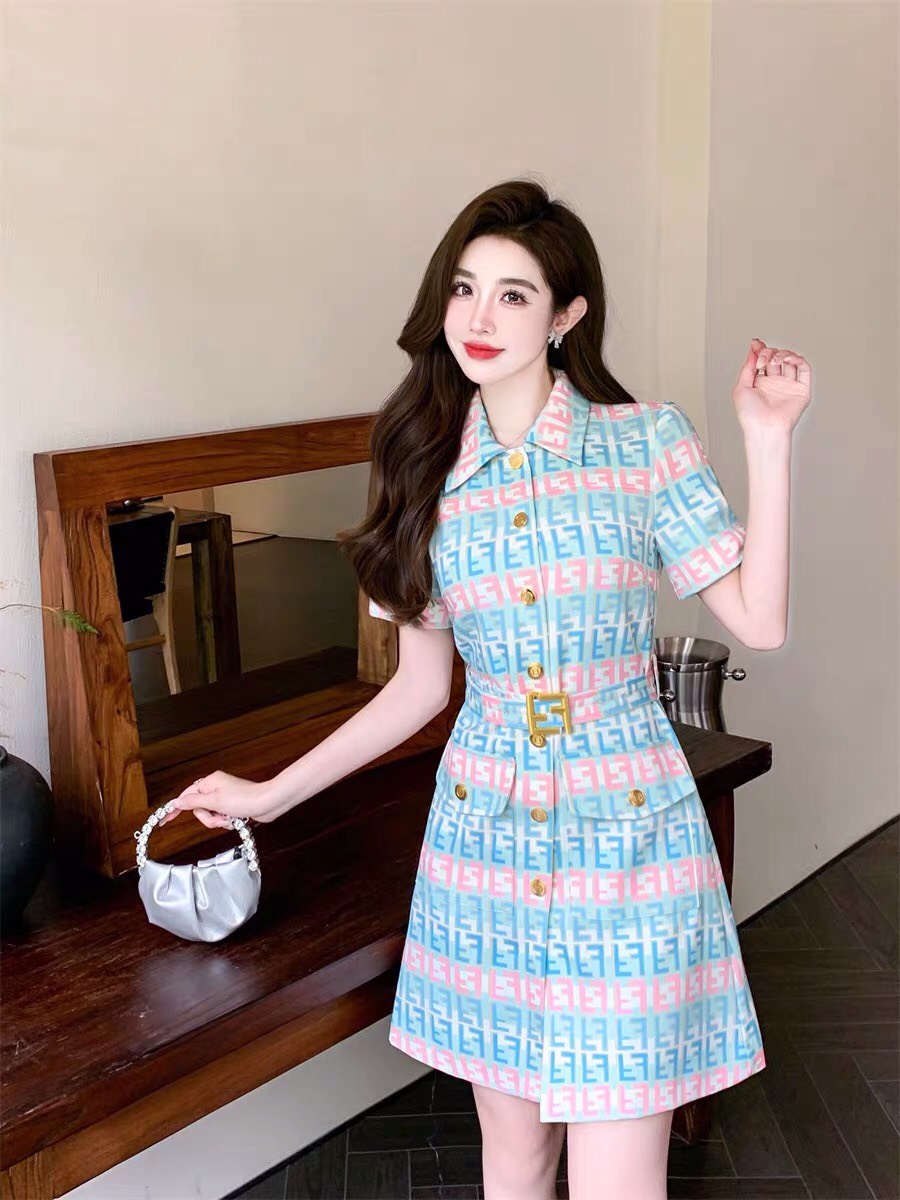 ĐẦM SƠ MI CHỮ KÈM BELT D93